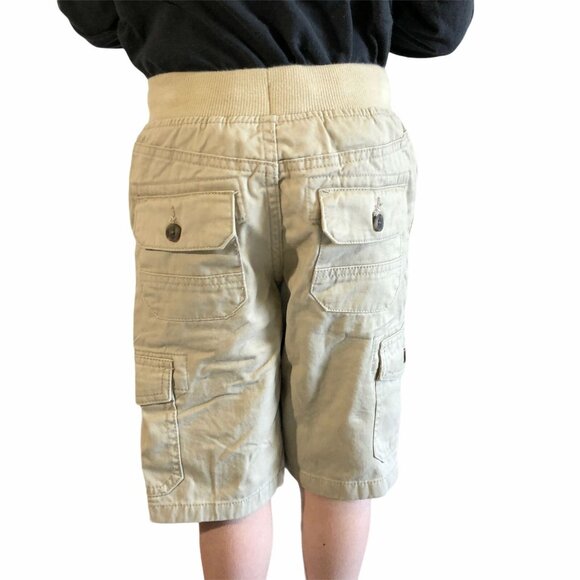 NWT Boys Cargo Shorts Pull On Pockets Bermuda Beige Tan Drawstring XS 4 5 Summer - Picture 3 of 9